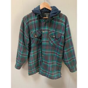 Thunder Hooded Button Up Flannel Jacket Large